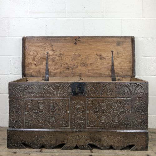Antique Carved Oak Coffer or Blanket Box