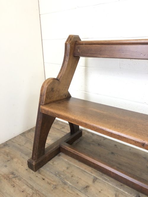 fig 1. Antique Pitch Pine Pew Bench with Shaped Sides