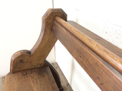 fig 2. Antique Pitch Pine Pew Bench with Shaped Sides