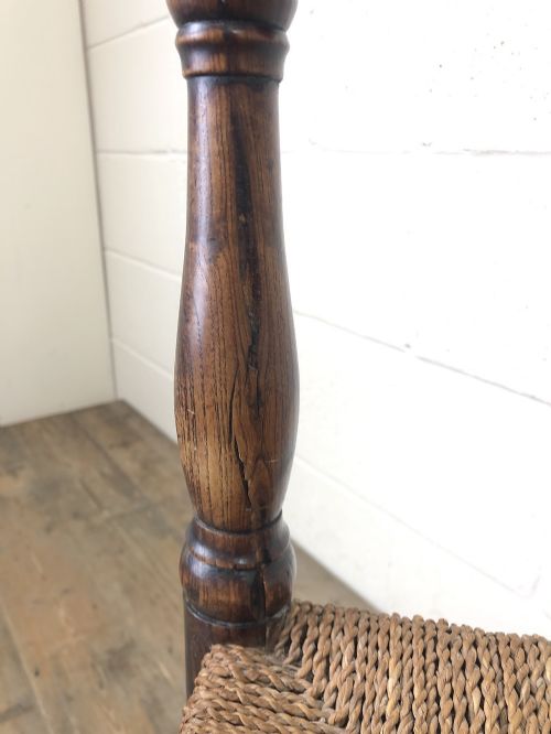 fig 1. Antique Ladder Back Armchair with Rush Seat