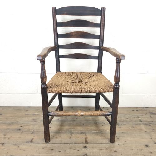 fig 2. Antique Ladder Back Armchair with Rush Seat