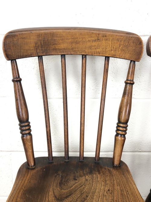 fig 2. Pair of Antique Elm Farmhouse Kitchen Chairs