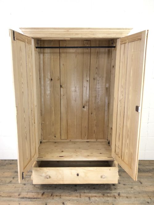 fig 2. Antique Pine Two Door Wardrobe with Drawer