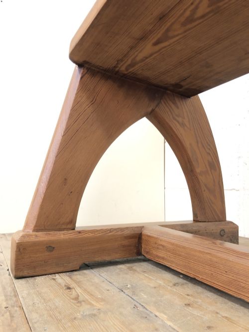 fig 2. Antique Pitch Pine Pew Bench with Shaped Sides