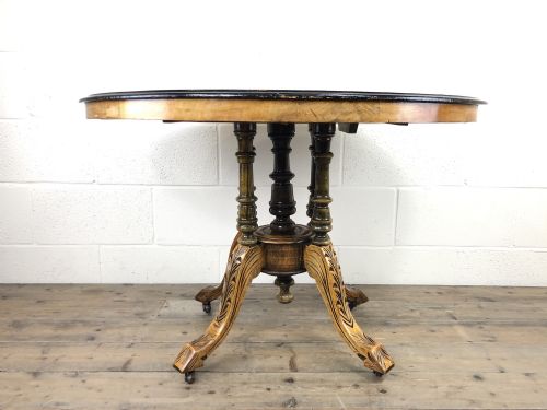 fig 1. Victorian Walnut and Mixed Woods Inlaid Centre Table