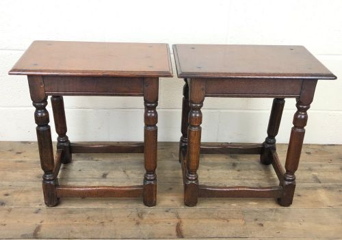 Pair of Antique Oak Joint Stools