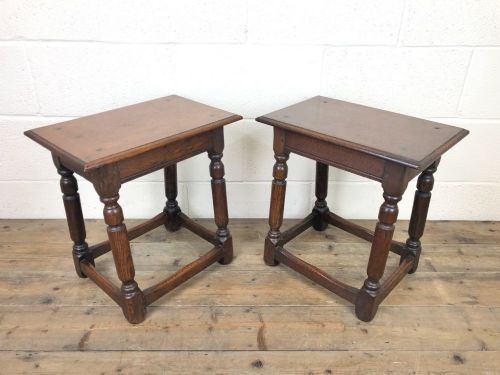 fig 1. Pair of Antique Oak Joint Stools