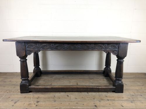 Antique Oak Refectory Table with Plank Top