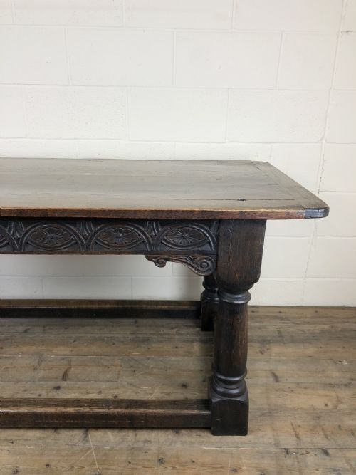 fig 1. Antique Oak Refectory Table with Plank Top