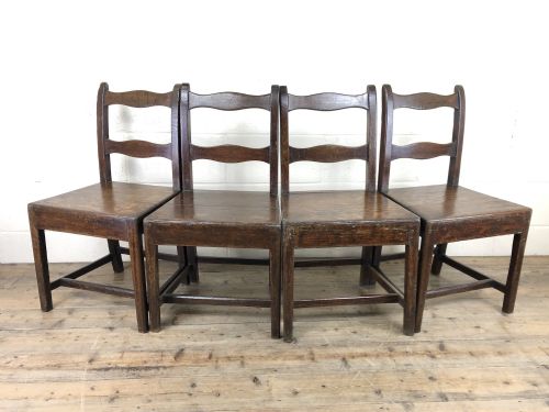 fig 2. Set of Four 19th Century Oak Farmhouse Chairs