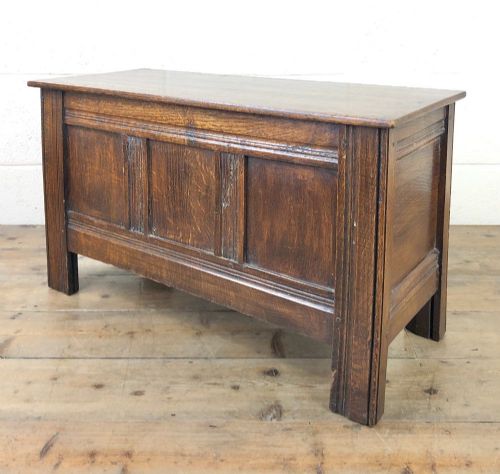 Small Antique Oak Panelled Coffer