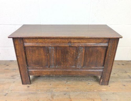 fig 1. Small Antique Oak Panelled Coffer