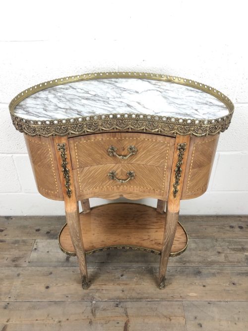 fig 1. Antique French Kingwood Kidney Shaped Bedside Cabinet