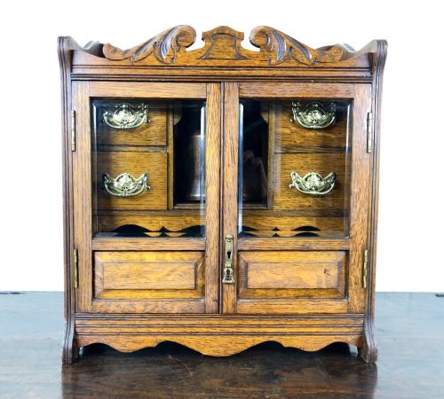 Antique Edwardian Oak Smoker’s Cabinet