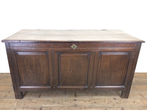 Antique 18th Century Oak Coffer with Panel Front
