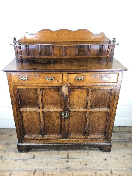 fig 1. Antique Arts & Crafts Oak Sideboard Cupboard