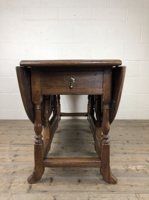 fig 1. Early 20th Century Antique Oak Gate Leg Dining Table