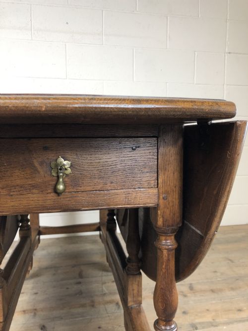 fig 2. Early 20th Century Antique Oak Gate Leg Dining Table