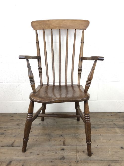 Antique 19th Century Beech and Elm Windsor Armchair