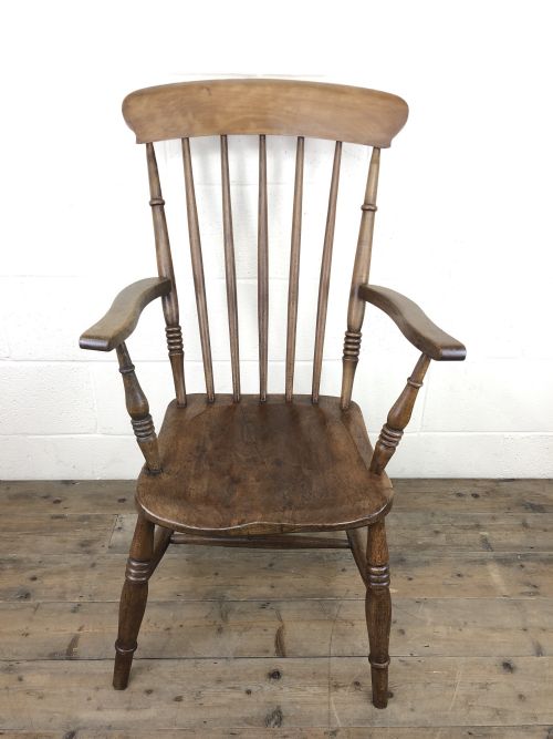 fig 1. Antique 19th Century Beech and Elm Windsor Armchair