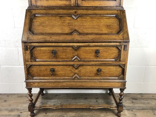 fig 2. Early 20th Century Antique Oak Bureau Bookcase