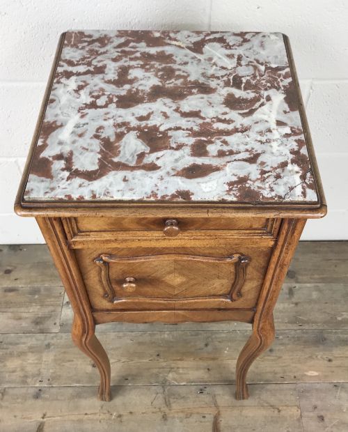 fig 1. French Walnut and Marble Bedside Cupboard