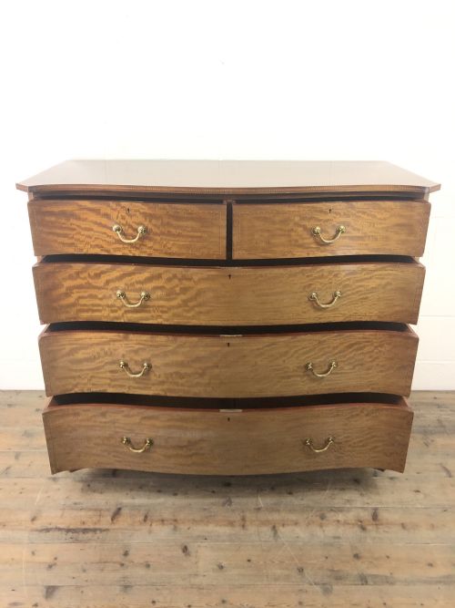 fig 2. Edwardian Inlaid Mahogany Serpentine Chest of Drawers by Waring