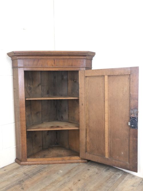 fig 1. 19th Century Antique Oak Corner Cupboard