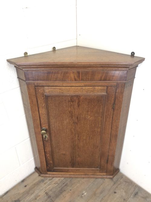 fig 2. 19th Century Antique Oak Corner Cupboard