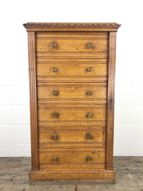 Large Victorian Oak Wellington Chest of Drawers by Shoolbred
