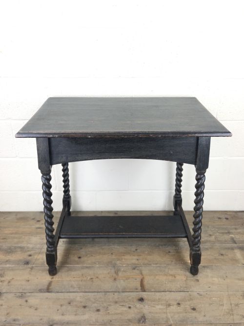 Early 20th Century Oak Side Table with Barley Twist Legs
