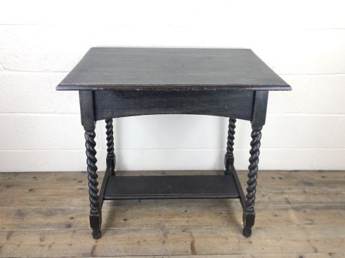 fig 1. Early 20th Century Oak Side Table with Barley Twist Legs
