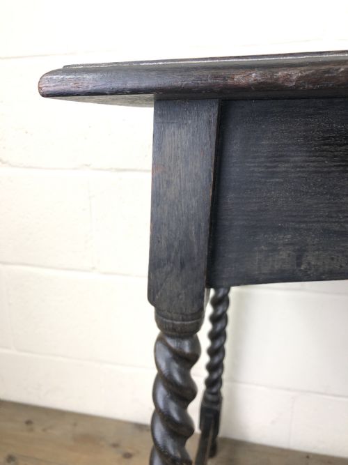 fig 2. Early 20th Century Oak Side Table with Barley Twist Legs