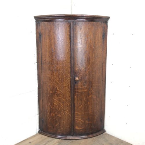 Georgian Oak Bow Front Corner Cupboard