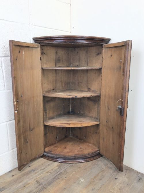 fig 1. Georgian Oak Bow Front Corner Cupboard