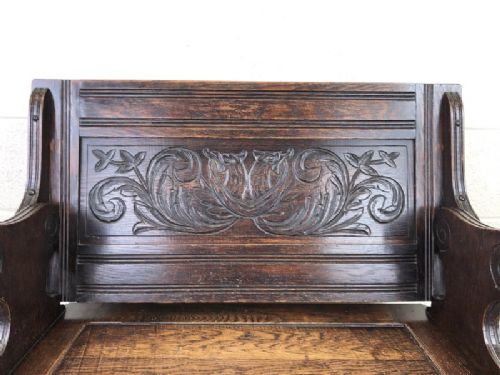 fig 2. Antique Carved Oak Monks Bench