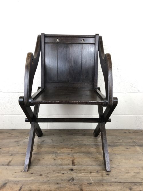 Unusual Antique Oak Gothic Armchair