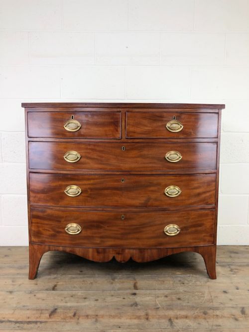 19th Century Mahogany Bow Front Chest of Drawers