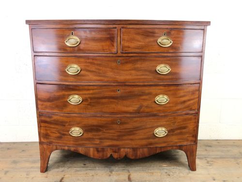 fig 1. 19th Century Mahogany Bow Front Chest of Drawers