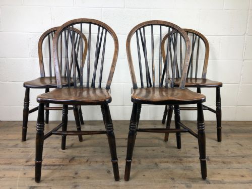 fig 1. Set of Four 19th Century Ash and Elm Hoop Back Chairs