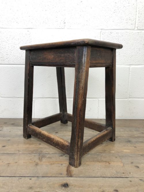 fig 2. Antique 18th Century Oak Stool