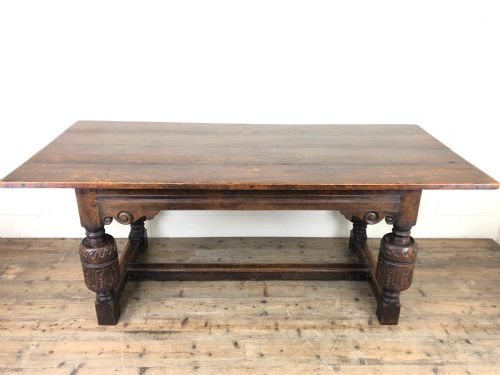 fig 1. Antique Carved Oak Refectory Dining Table