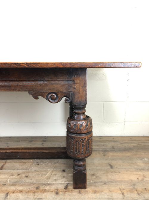 fig 2. Antique Carved Oak Refectory Dining Table