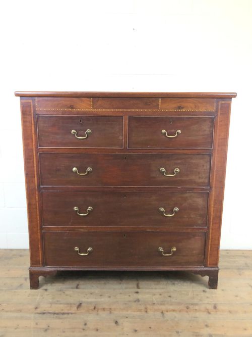 Large 19th Century Inlaid Mahogany Chest of Drawers
