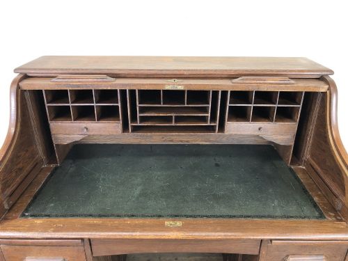 fig 2. Large Antique Oak Roll Top Desk
