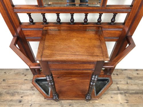 fig 2. Antique Edwardian Mirror Back Hall Stand