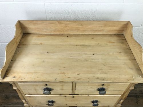 fig 2. Victorian Antique Pine Chest of Drawers with Gallery Back