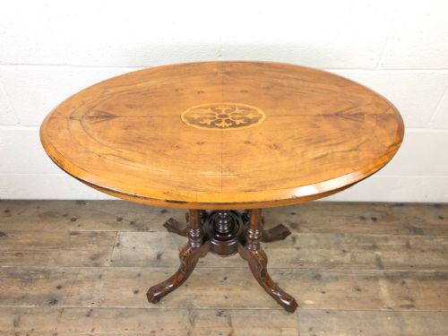 Victorian Walnut Oval Tilt Top Occasional Table