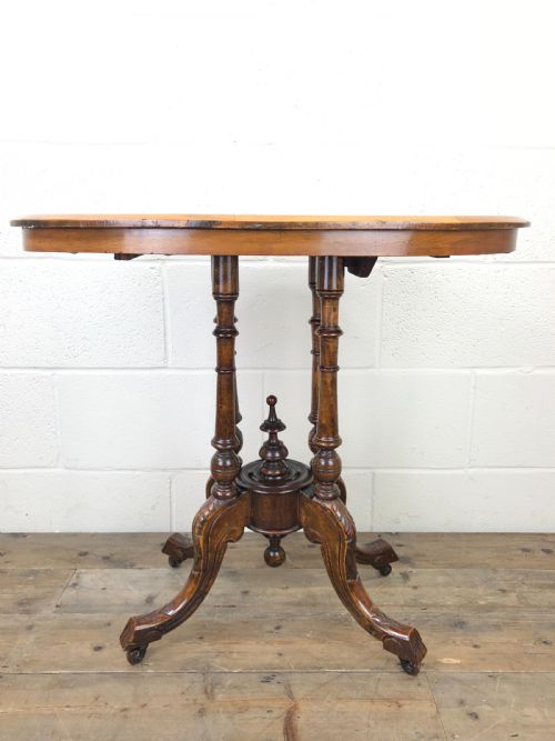 fig 1. Victorian Walnut Oval Tilt Top Occasional Table