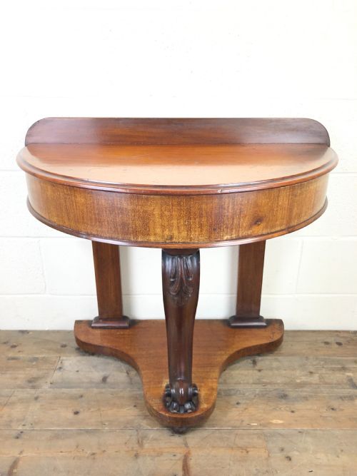 Victorian Mahogany Demi Lune Console Table